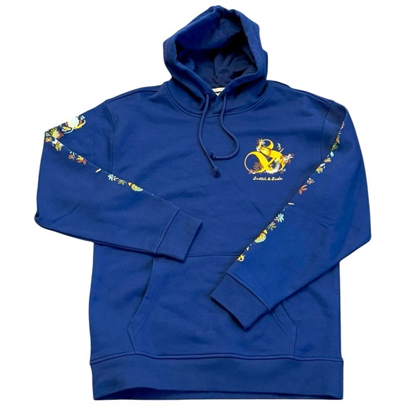 SCOTCH & SODA Men’s Embroidered Relaxed Fit Fleece Hoodie Evening Skies NEW - Picture 3 of 9